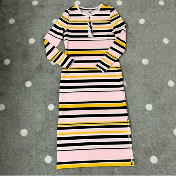NWT Noisy May Pink & Black Stripe Crew Neck Dress - Picture 4 of 10